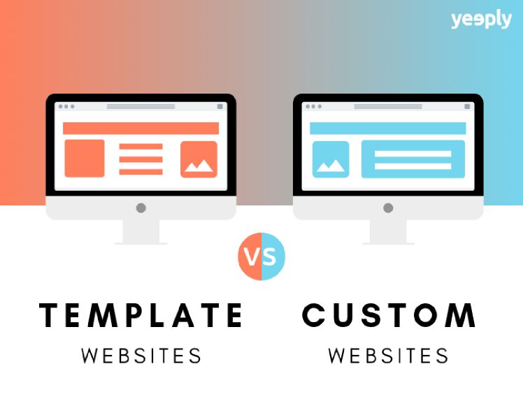 illustration of template websites vs custom websites
