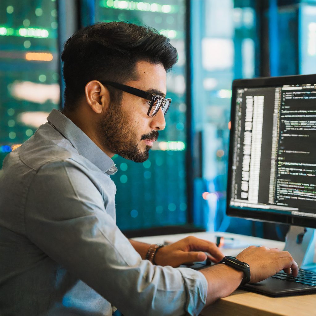 Security analyst reviewing source code during a mobile app security assessment