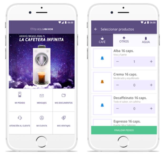 Aquaservice — e-commerce dentro de la app