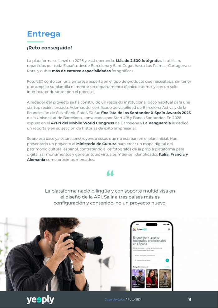 Caso de éxito FotoNEX — Yeeply